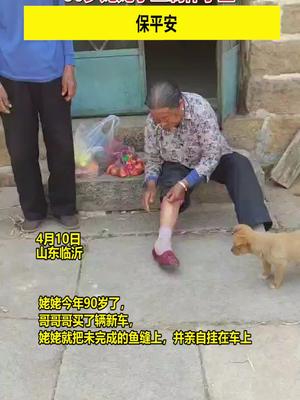 外孙买新车了，90岁姥姥手工制作小鱼保平安@王大妞