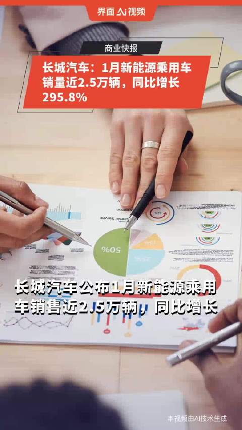 长城汽车：1月新能源乘用车销量近2.5万辆，同比增长295.8%