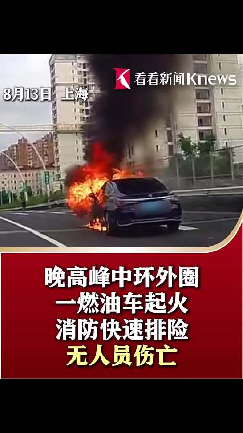 晚高峰中环外圈一燃油车起火 消防快速排险