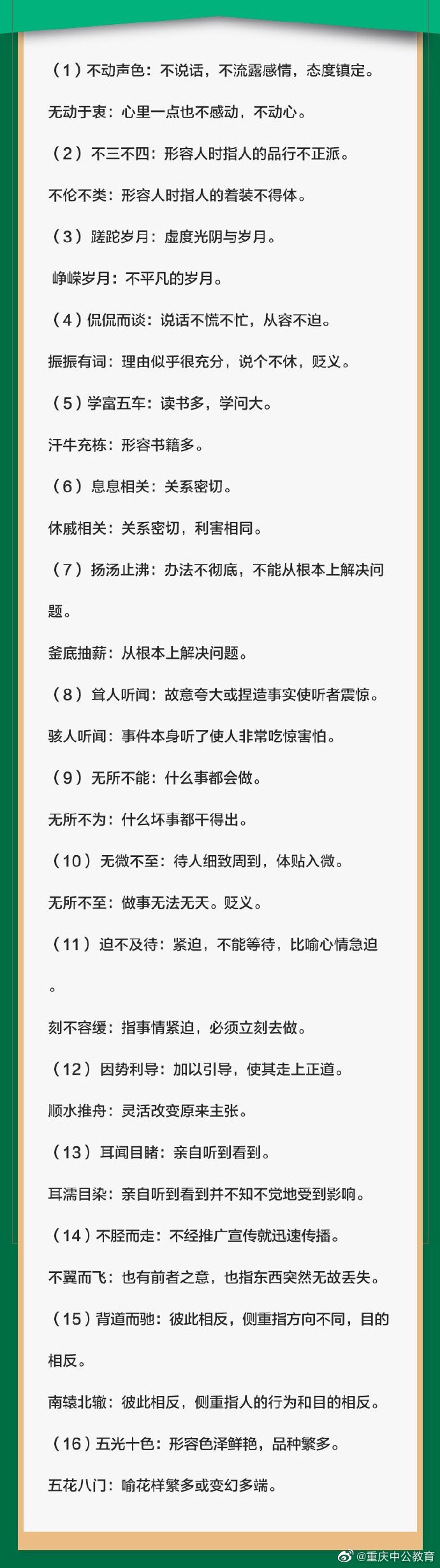 行测题中常见易混淆的四字成语及解释