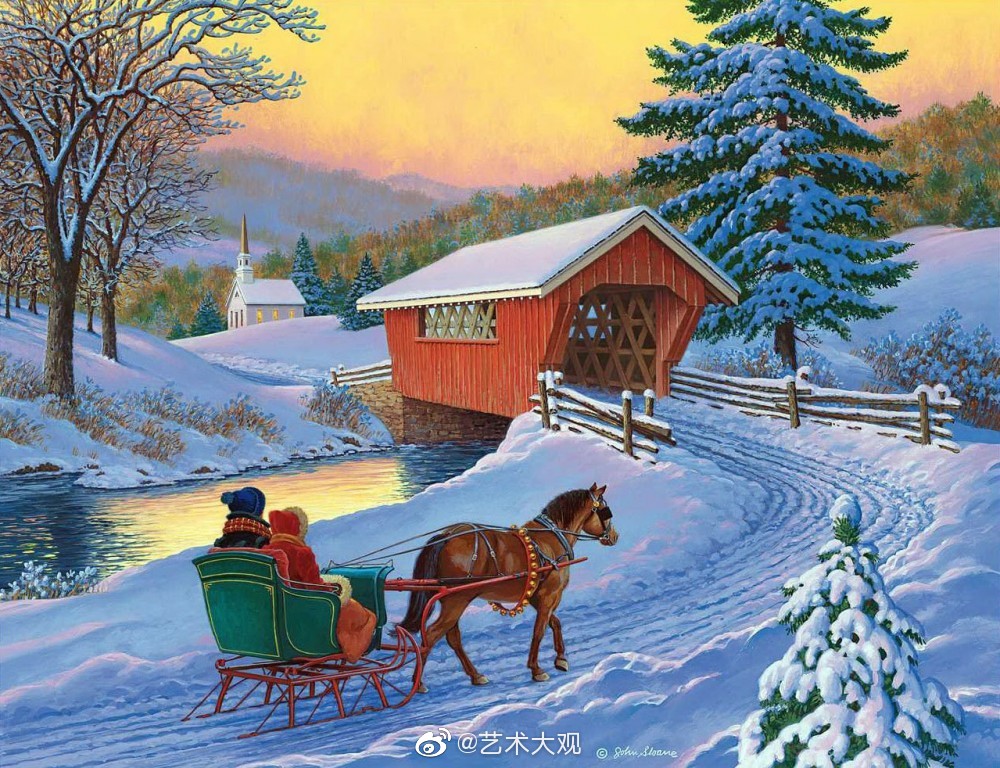 美国艺术家johnsloane之冬天风景画4