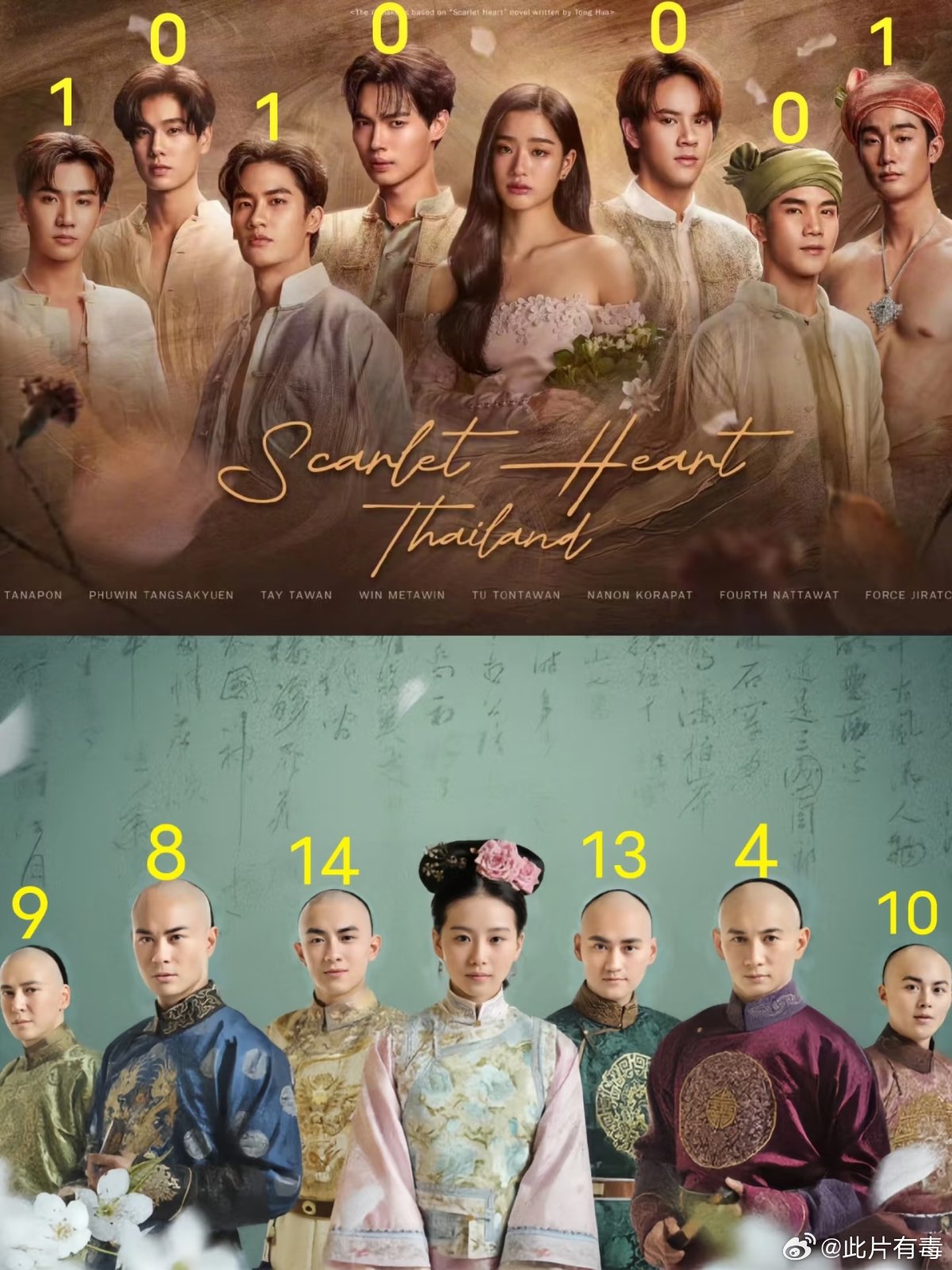 哈哈哈泰版步步惊心的阵容神了，从每对男男cp里抽一人 网友：二进制阿哥