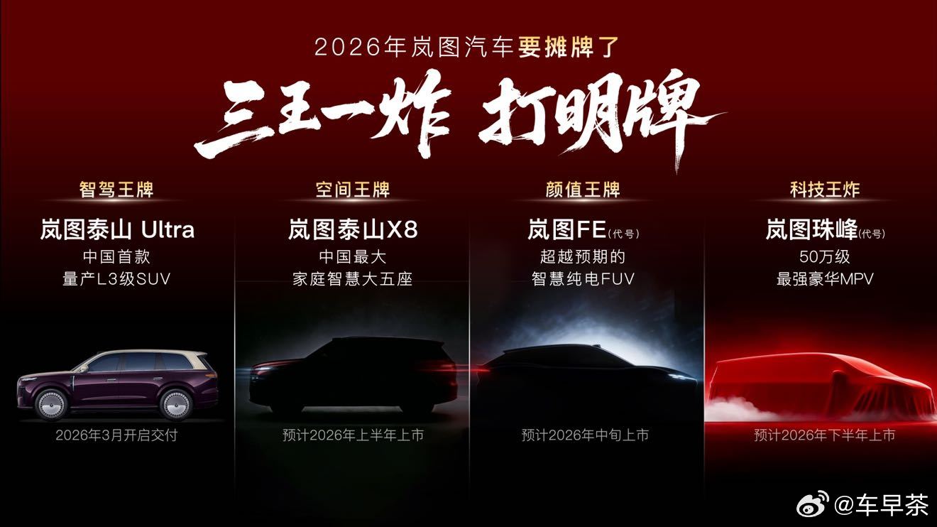 岚图官宣2026年四款新车计划，均搭载L3级智能驾驶硬件