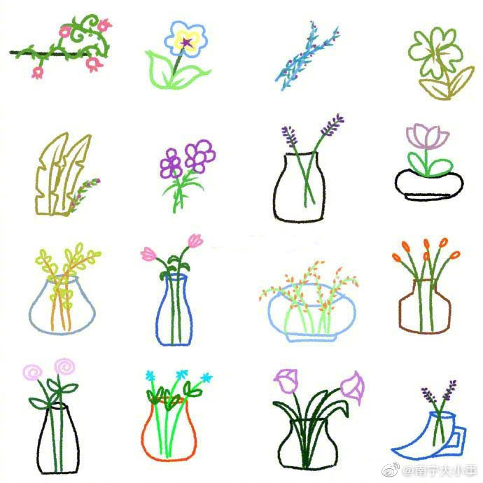非常全的植物简笔画,清新可爱.