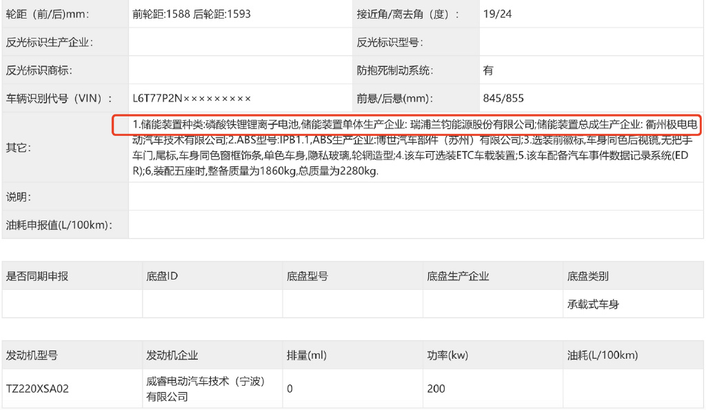 新款极氪X申报图来了,换磷酸铁锂电池,价格或下降 第1张 新款极氪X申报图来了,换磷酸铁锂电池,价格或下降 第1张