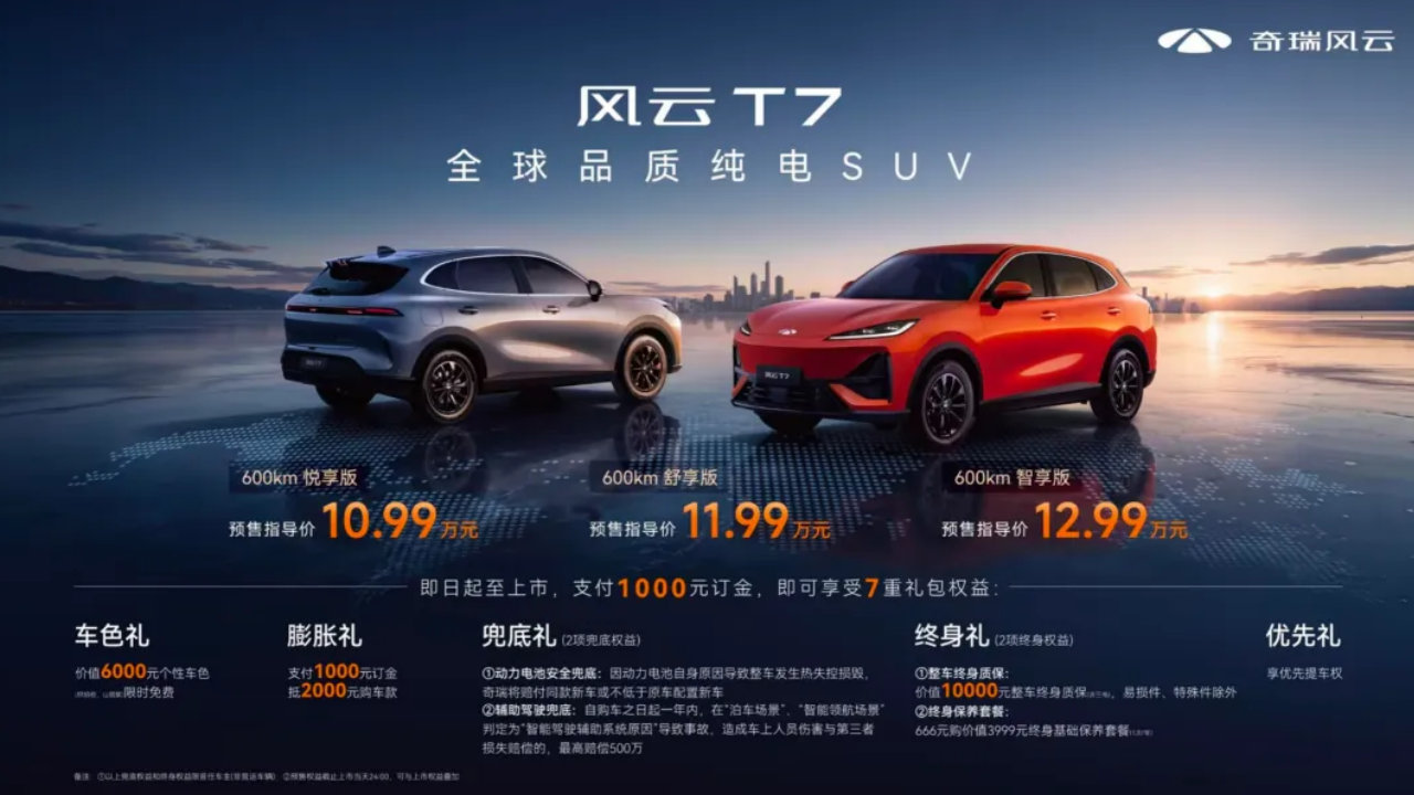 慢功造好车！10.99万起，反向出海的风云T7开启预售