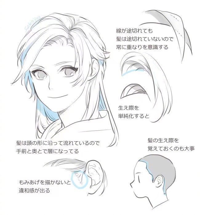 二次元的男生头发绘制参考分享