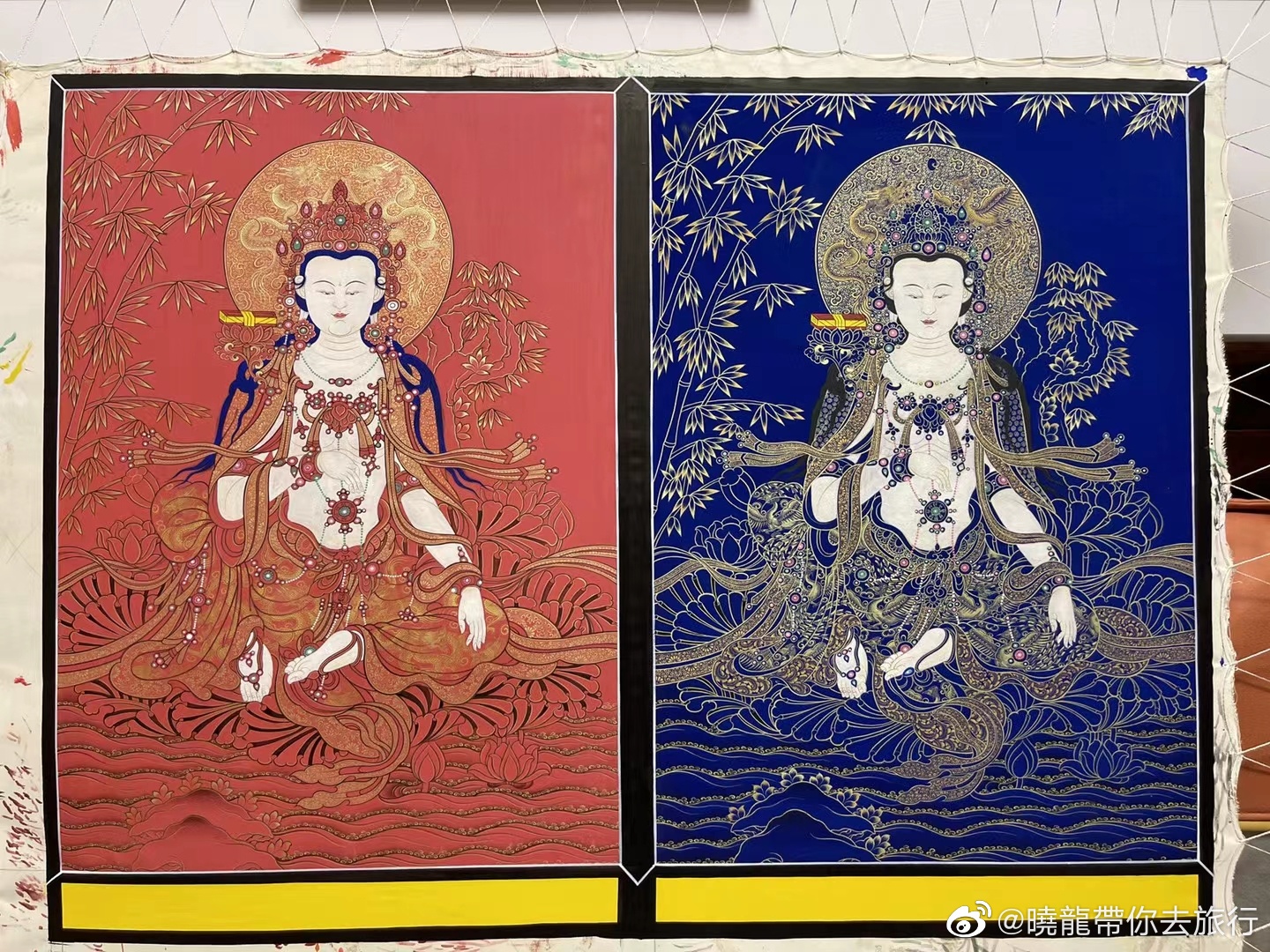 朱砂红唐卡普贤菩萨