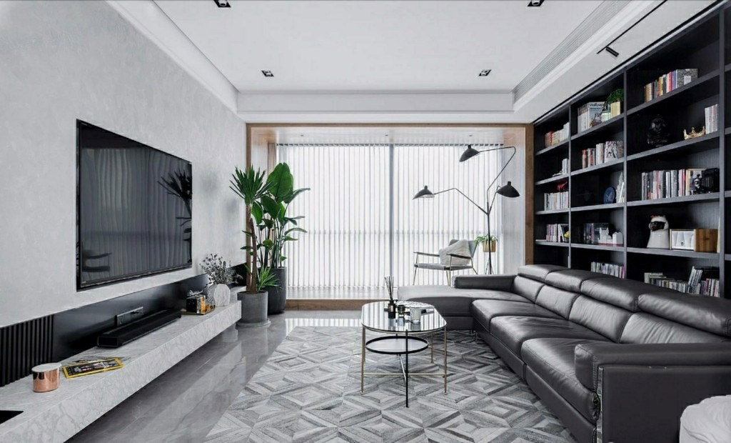 现代极简风格三居室装修,黑白灰调为基础的格调性艺术