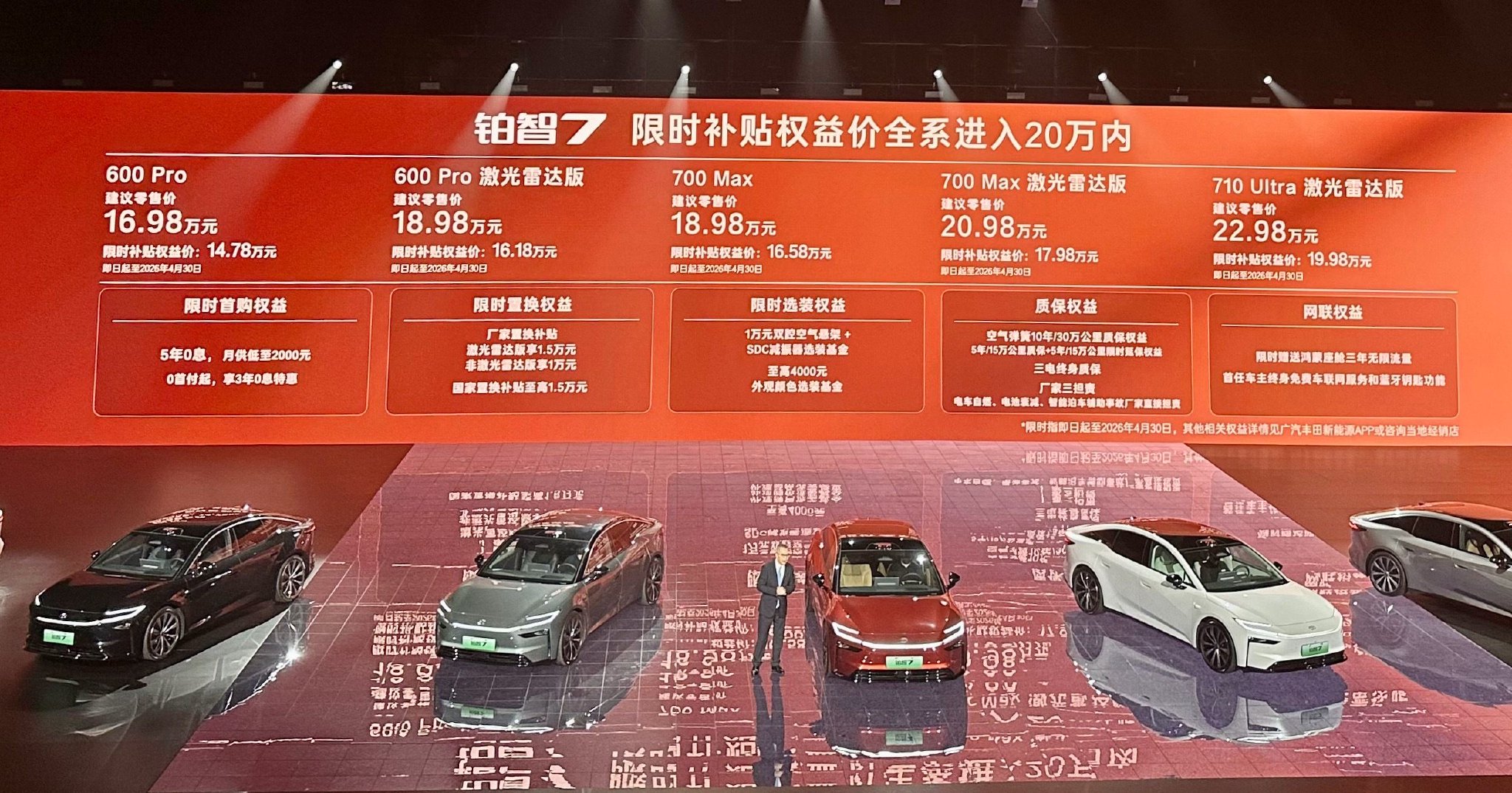 广汽丰田铂智7补贴价14.78万起，全系20万内享鸿蒙座舱