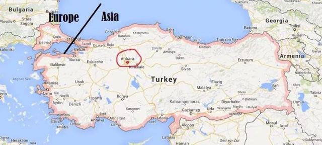 现在的土耳其国土大部分位于亚洲西部的小亚细亚半岛上,一小部分位于