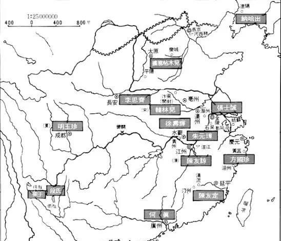 元末群雄割据形势图,元朝对南方的迅速失控是导致王朝灭亡的重要原因