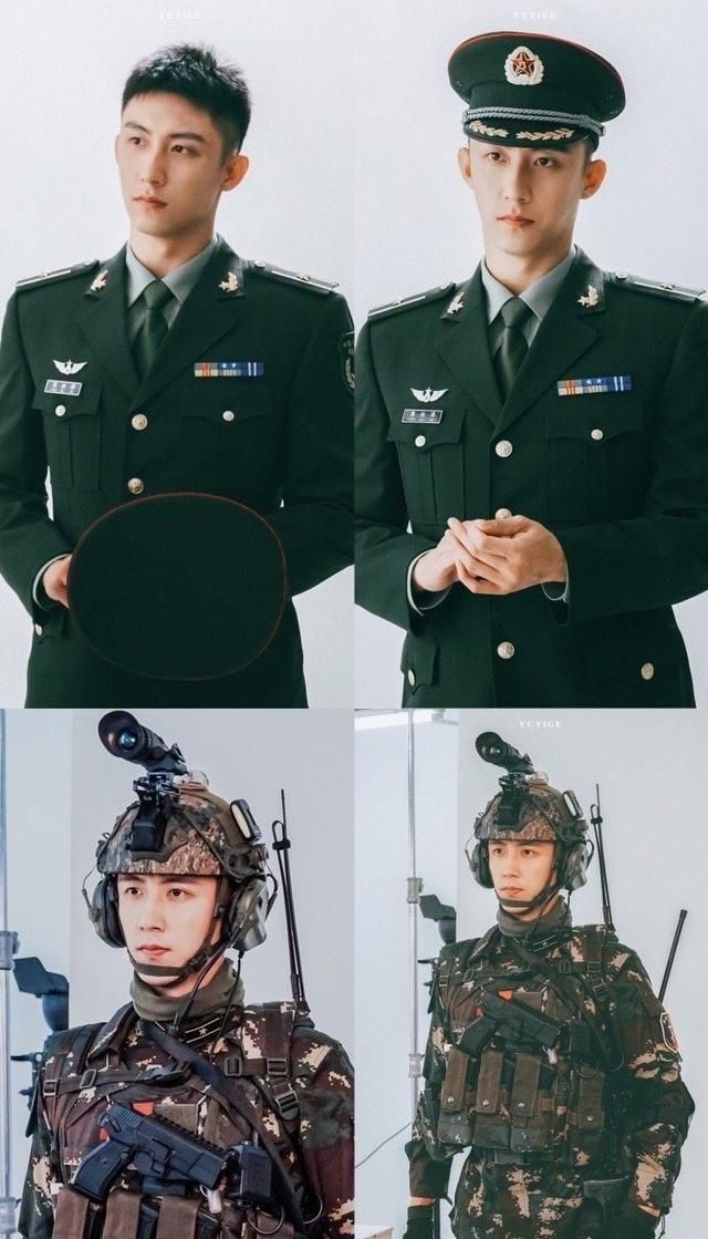 男演员军装秀,王一博正气十足,他们撞款各有各的帅