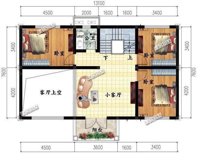 3栋进深7米左右的农村别墅,第一栋客厅挑空,第二栋外形对称