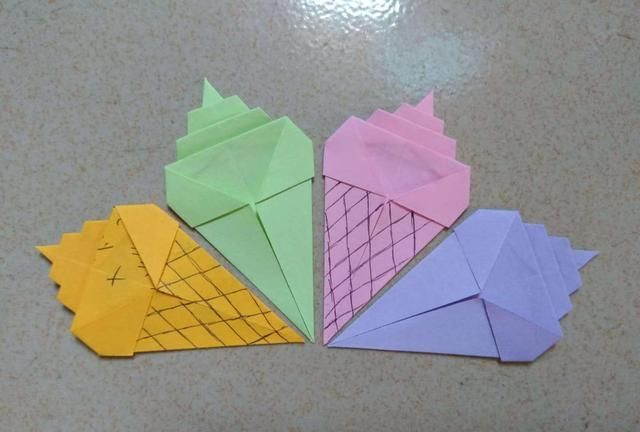 儿童手工折纸,冰淇淋怎么折简单又好看?用一张纸教会你折