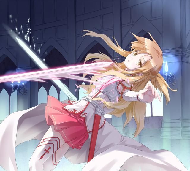 二次元日漫《刀剑神域》里结城明日奈(亚丝娜)的高清插画壁纸