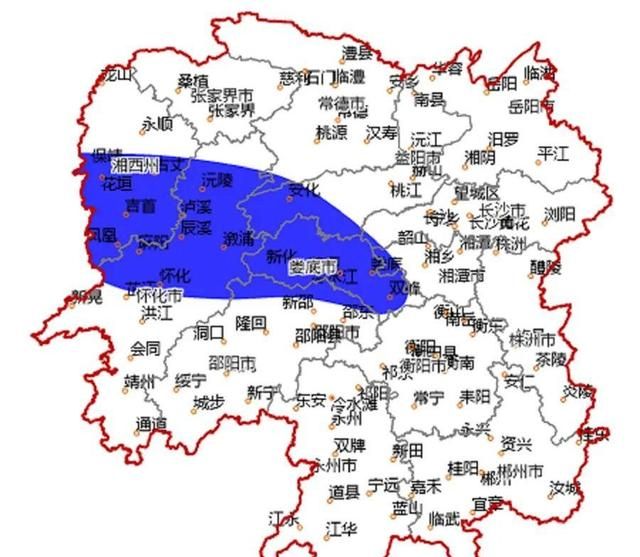 预计19日20时至20日20时,益阳西南部,怀化北部,娄底,湘西州南部将出现