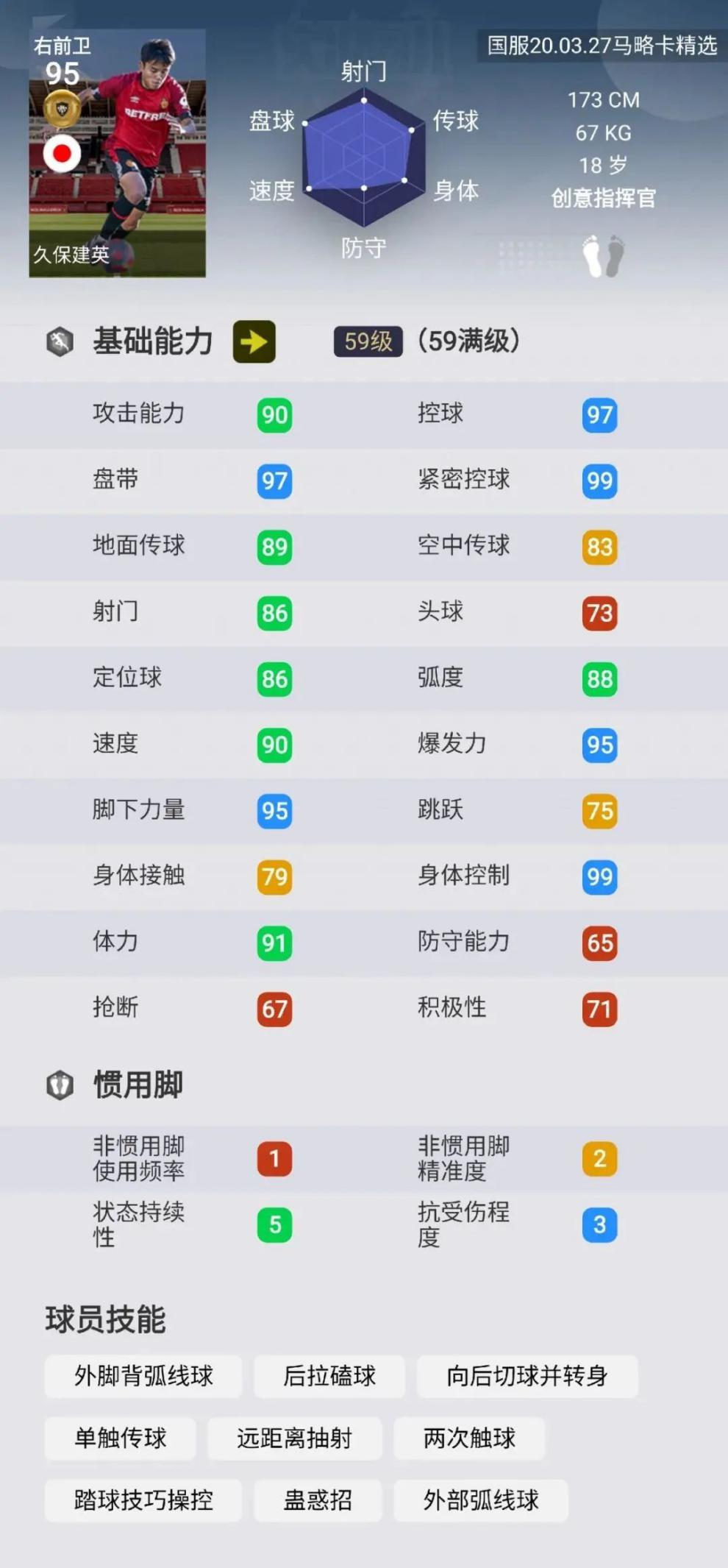 实况足球 日本最强新星 从建模到特点 堪称游戏中的