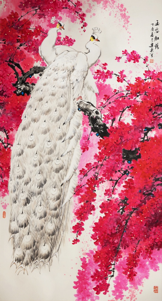 孔雀传神染画屏孙建东的中国画创作