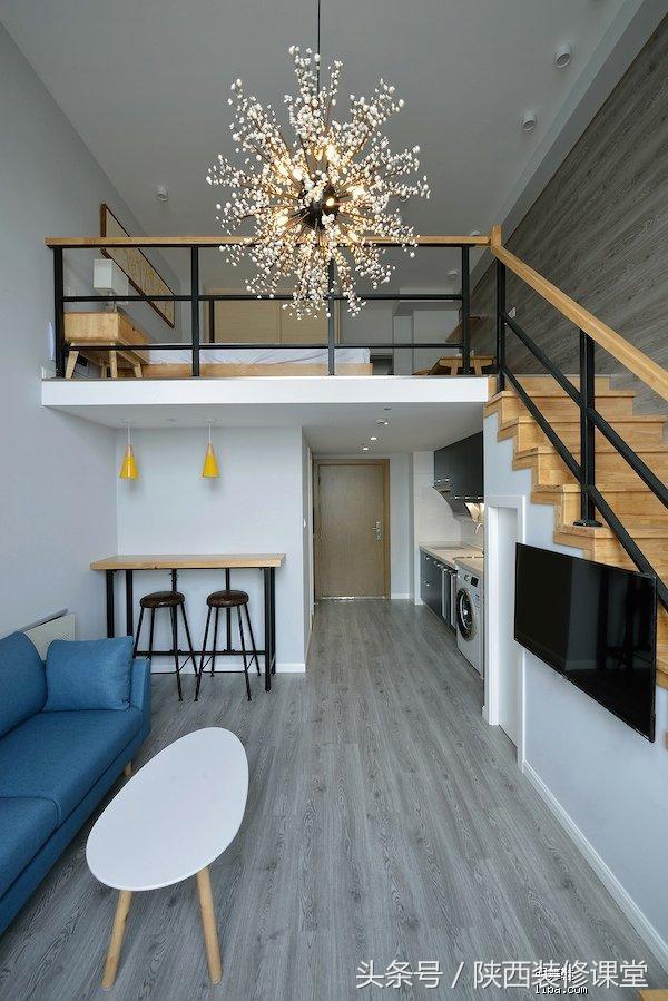 50平米2居loft,35平米loft装修效果图 面积35平方 木地板上墙,loft 半包4.5万