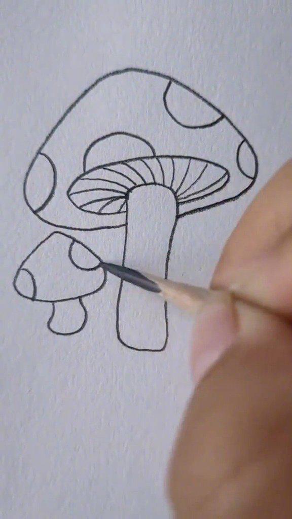 蘑菇简笔画,学会了教小朋友玩