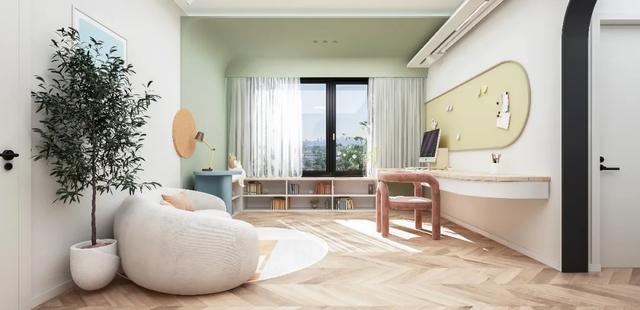 114㎡清新北欧风格婚房装修,弧形元素甜蜜升级