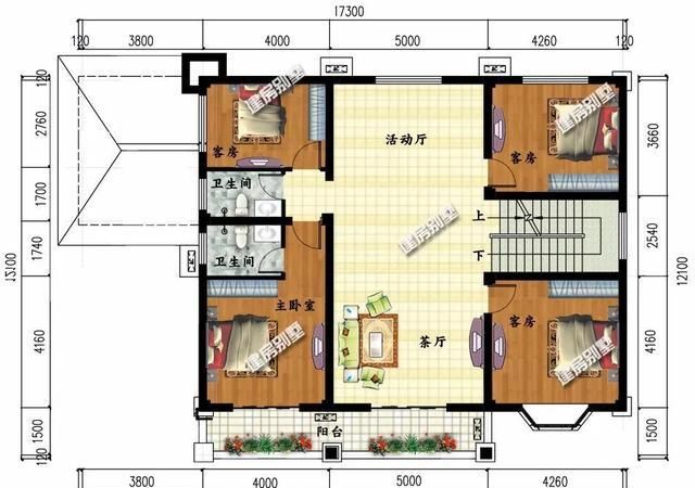 17米x7米房屋设计图,17米x11米房屋设计图 3栋宽17米多的两层别墅,第一栋带车库,第二栋为中式设计