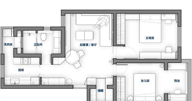 65㎡老房，两室无餐厅满足三口生活