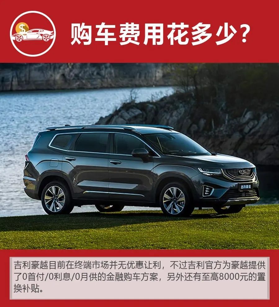 大空间中型SUV,月均花销1602元,吉利豪越购车、养车费用如何?