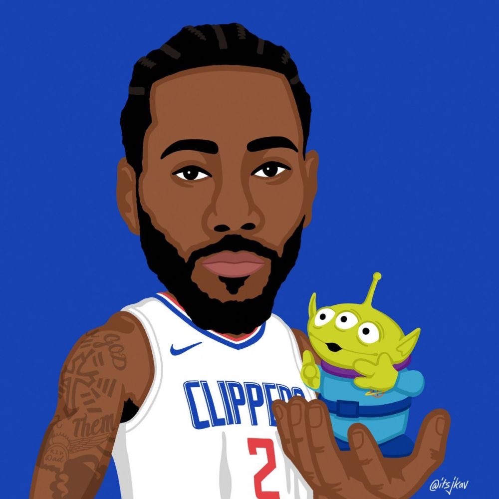 nba球星卡通形象照!詹姆斯大耳朵,莱昂纳德大手,利拉德戴表
