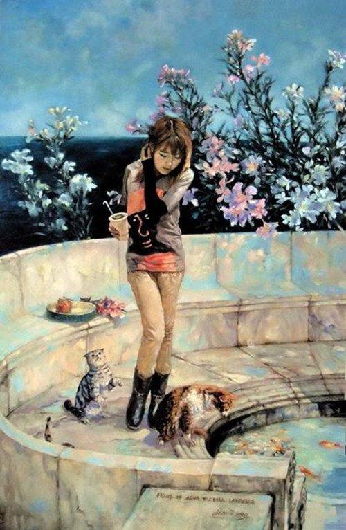 著名写实油画家刘建中人体油画中的美女