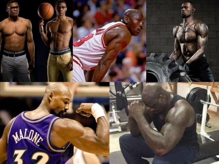 nba历史五个位置最强肌肉阵容:控卫威少中锋奥尼尔,分卫无争议