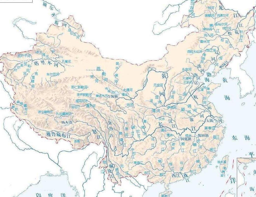 中国主要河流分布图