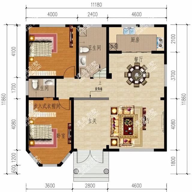 带八角窗设计的两栋农村别墅,客厅挑空,第一栋建在江西
