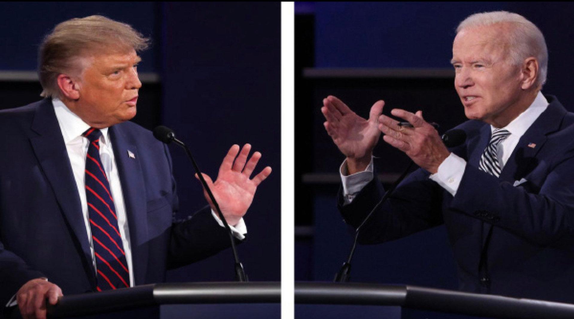 特朗普与拜登的首场辩论会上，面对对手频频插话……|拜登|特朗普_新浪新闻