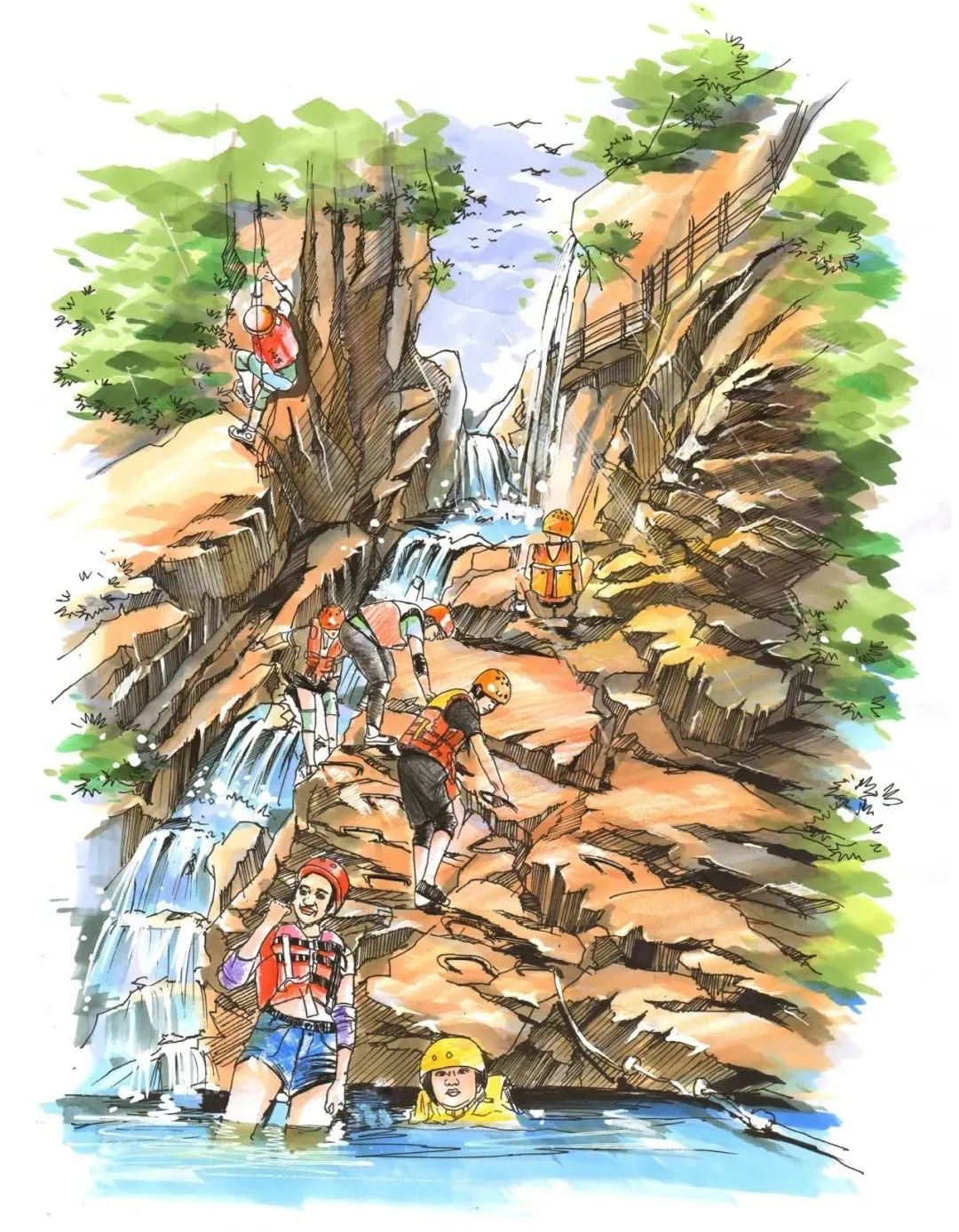 手绘金刀峡 北碚区。委宣传部供图