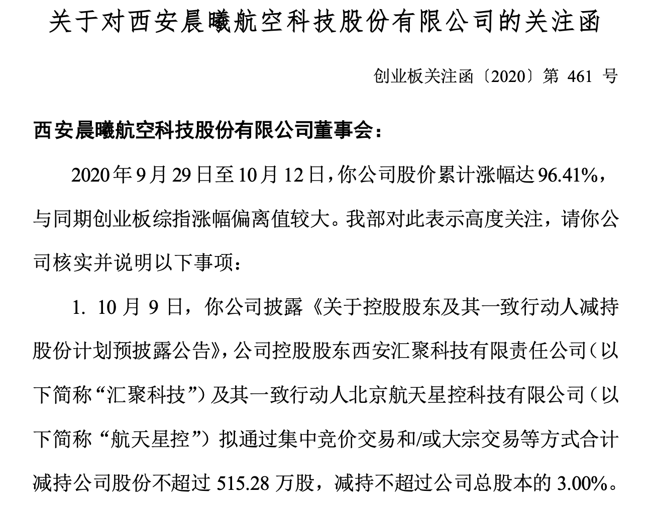 四天股价近翻倍:是否拉抬股价以配合股东减持?晨曦航空回应