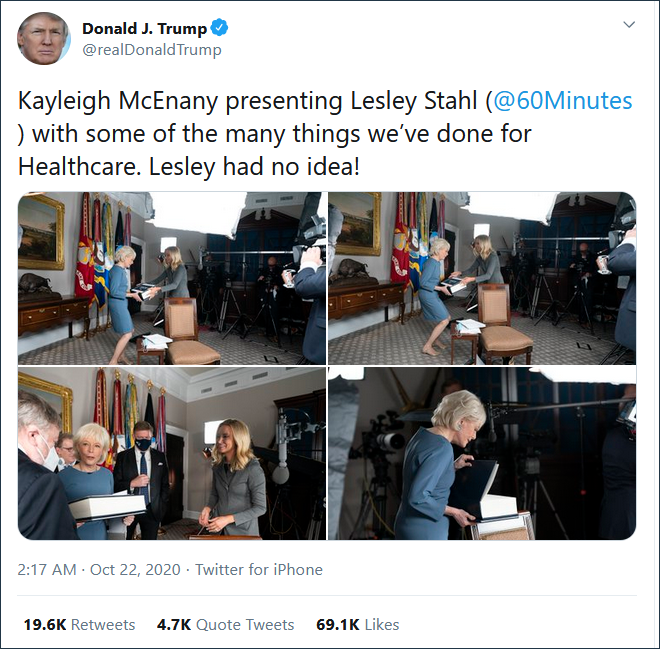 特朗普炫耀医保成就 翻开一看是空白的？