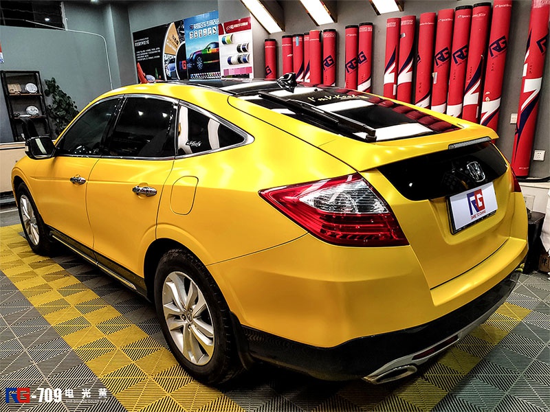 本田歌诗图车身改色电光黄 rg瑞集改色膜云南临沧沧源
