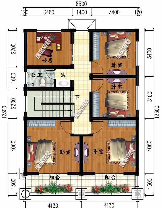 5米x12米宅基地设计图,5乘12米自建房图纸 两款适合小宅基地建的别墅户型,第一栋面宽8.5米,造价23万