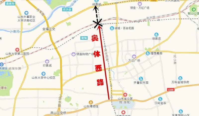 奥体西路北延全线通车!下穿胶济线南北两侧预中标公告也发布了