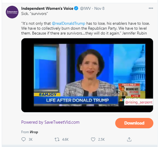 美国女评论员：“烧死共和党！”