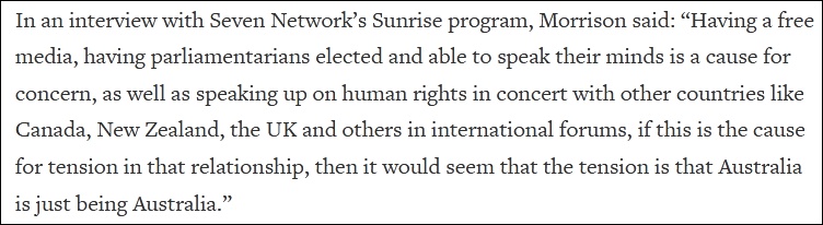 澳总理来劲了：中澳关系紧张因为澳大利亚能坚