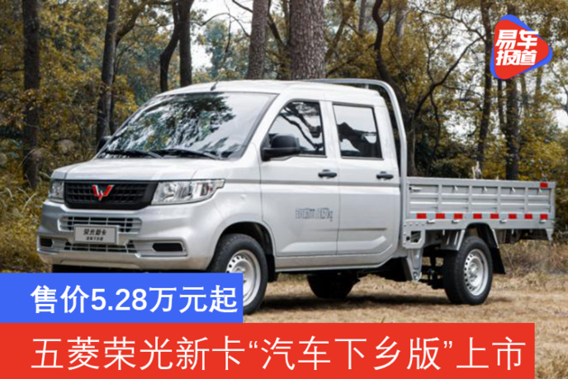 五菱荣光新卡"汽车下乡版"上市 售价5.28万元起