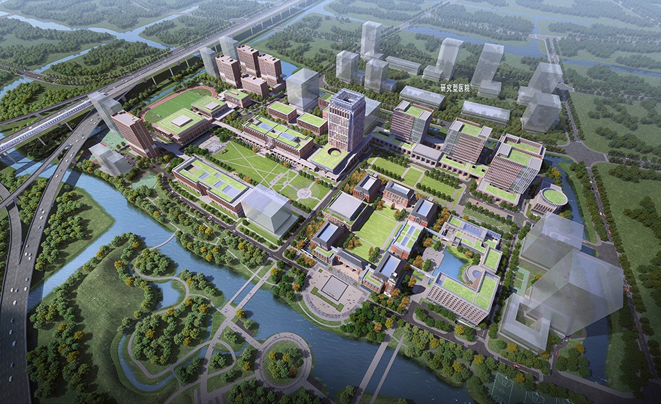 上海交通大学医学院浦东校区规划设计鸟瞰图