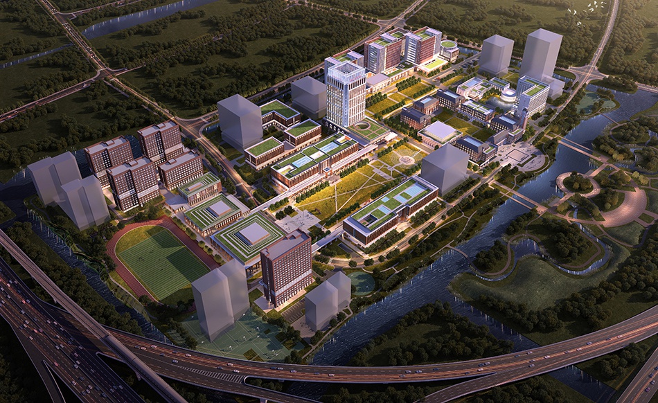 上海交通大学医学院浦东校区规划设计鸟瞰图