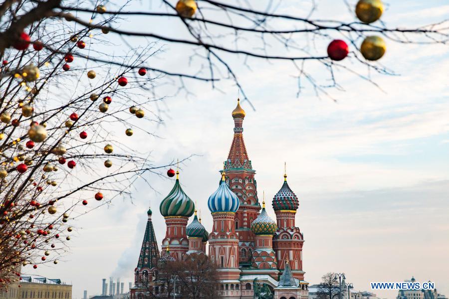 Photo taken on Dec. 2, 2020 shows the Saint Basil's Cathedral in Moscow, capital of Russia. (Xinhua/Bai Xueqi)