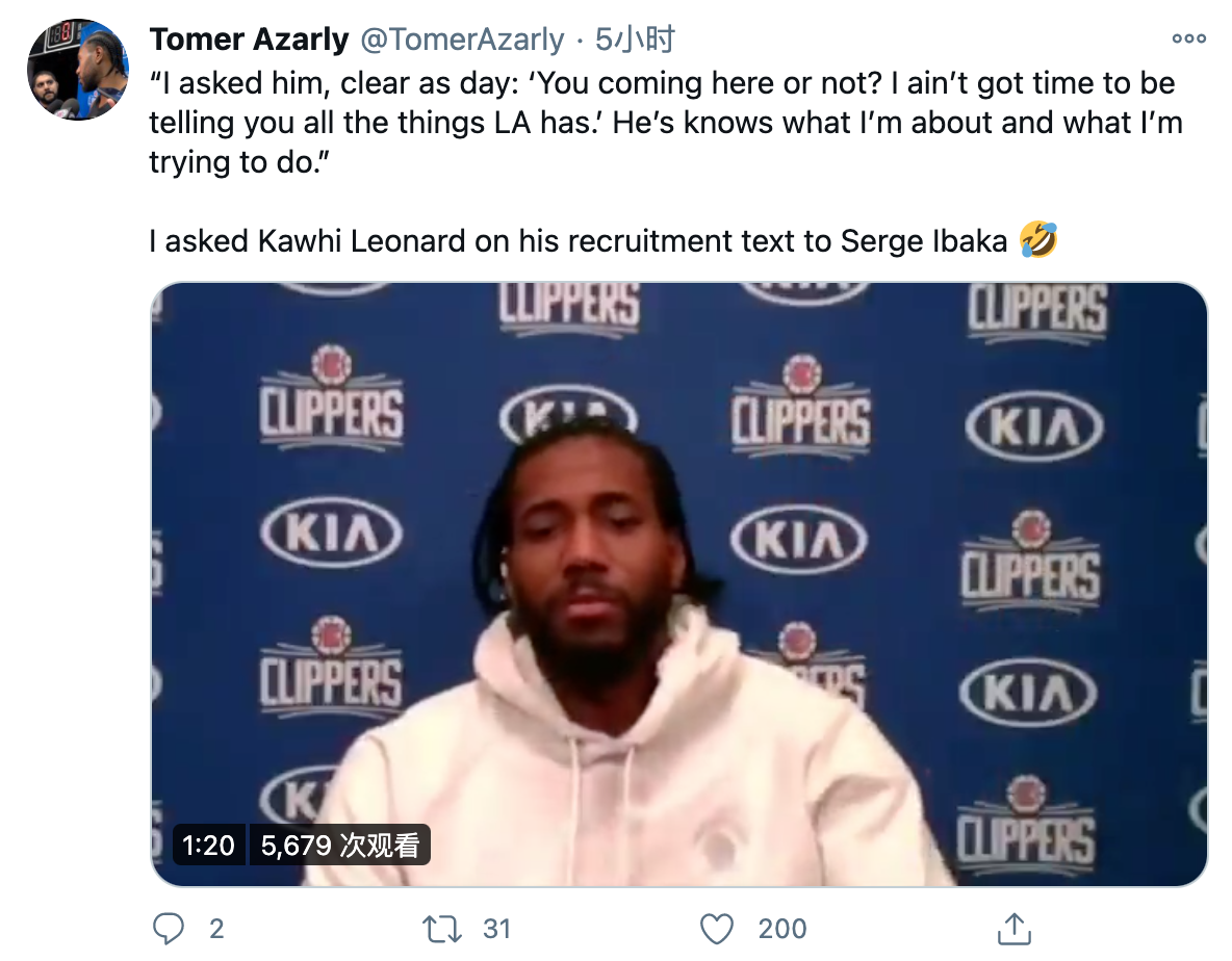 招募Ibaka功臣！Leonard為快艇引援做貢獻，曾發消息：你來不來我這邊？-黑特籃球-NBA新聞影音圖片分享社區