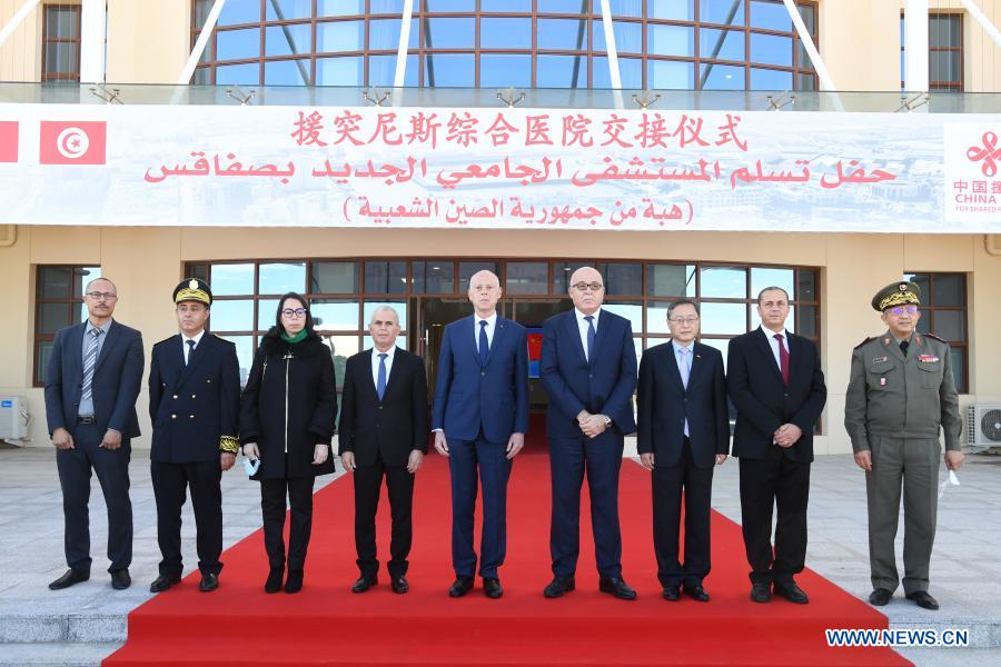 TUNIS, Dec. 10 (Xinhua) -- Tunisian President Kais Saied inaugurated on Thursday the new university hospital in southeastern Tunisia's Sfax Province which has been constructed with Chinese financial aid.The inauguration ceremony was attended by China's Ambassador to Tunisia Zhang Jianguo, Tunisian Defense Minister Ibrahim Bartagi, Minister of Health Faouzi Mehdi as well as two delegations representing the two countries.Upon arriving at the new hospital, Saied attended a video-presentation on the construction of the hospital, before visiting its various departments which include the intensive care unit, the neurology and emergency departments.The Tunisian leader underlined the importance of this project, noting that it 