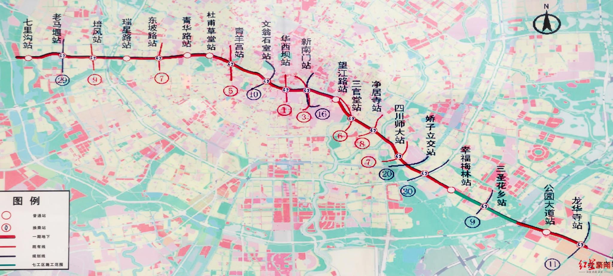成都13号线全线示意图,成都30号线全线示意图 成都地铁13号线最新消息!春节后,三圣花乡站将开始掘进